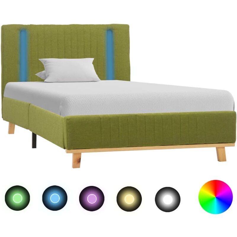

Estructura de cama con LED tela verde 90x200 cm