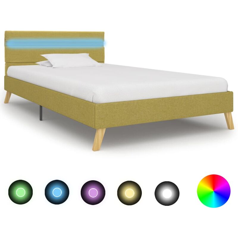 

Estructura de cama con LED tela verde 90x200 cm