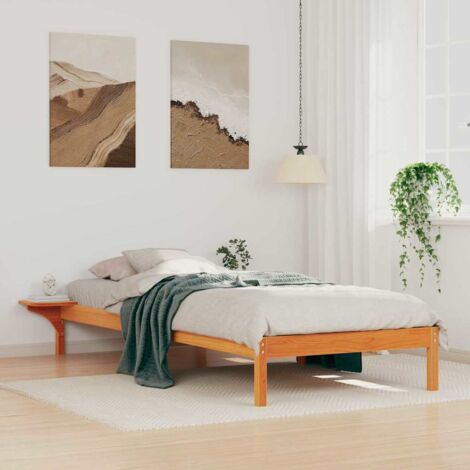 Estructura de Cama con Mesitas Marrón cera 80 x 220 cm