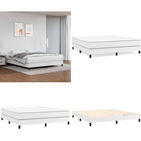 Estructura de cama con somier cuero sintético blanco 180x200cm - Estructura de cama - Cuero sintético