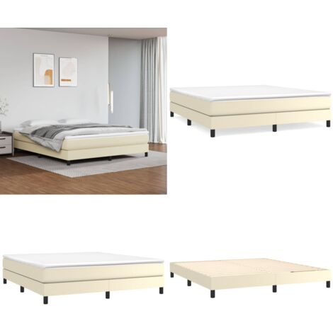 Estructura de cama con somier cuero sintético crema 160x200 cm - Estructura de cama - Cuero sintético