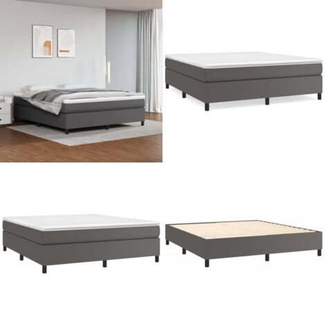 Estructura de cama con somier cuero sintético gris 180x200 cm - Estructura de cama - Cuero sintético