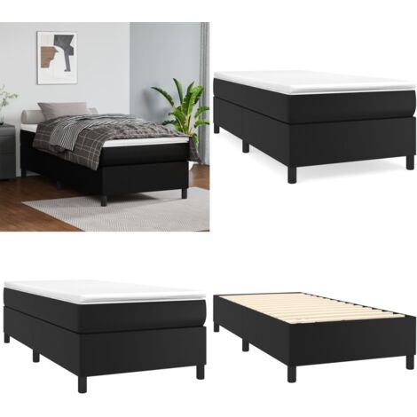 Estructura de cama con somier cuero sintético negro 80x200 cm - Estructura de cama - Cuero sintético