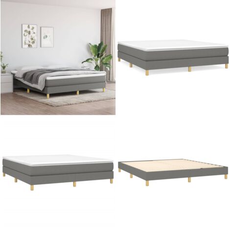 Estructura de cama con somier de tela gris oscuro 180x200 cm - Estructura de cama - Colchón