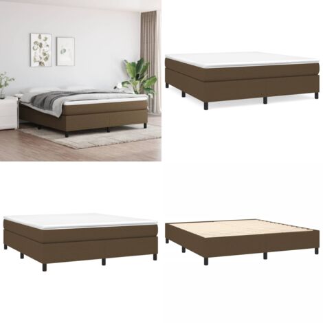 Estructura de cama con somier de tela marrón oscuro 160x200 cm - Estructura de cama - Colchón