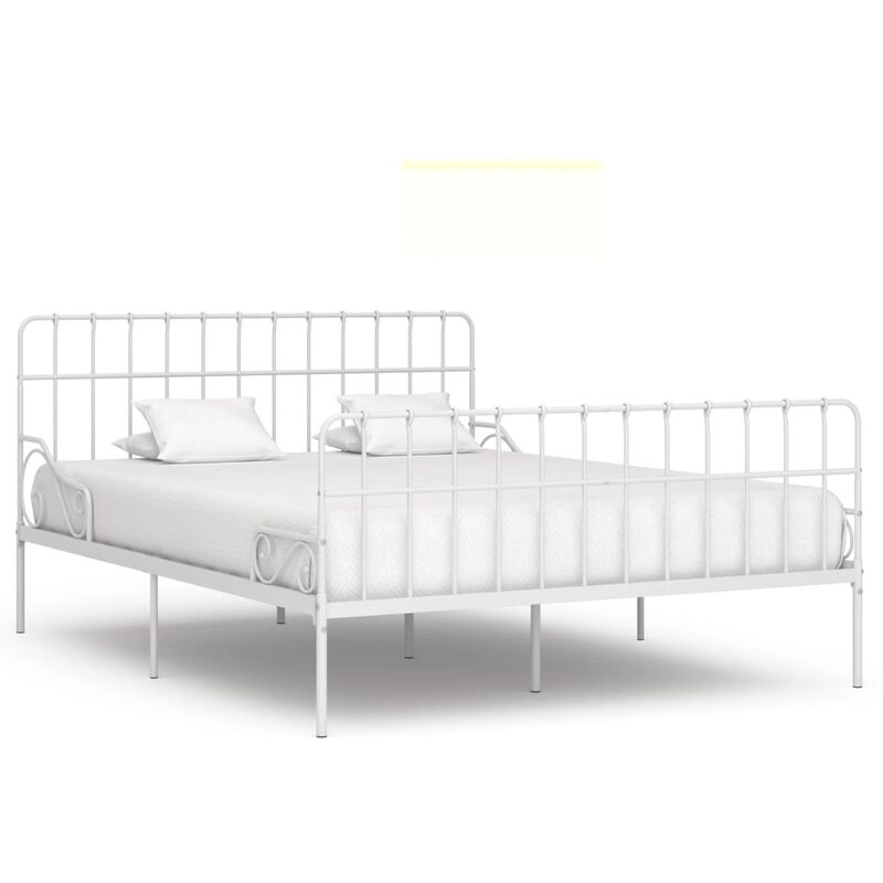 

Estructura de cama con somier metal blanco 200x200 cm - Blanco
