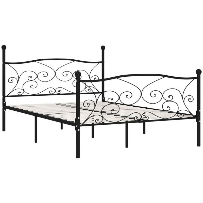 

Estructura de Cama con Somier Metal Negro 160x200 cm - Negro - Vidaxl