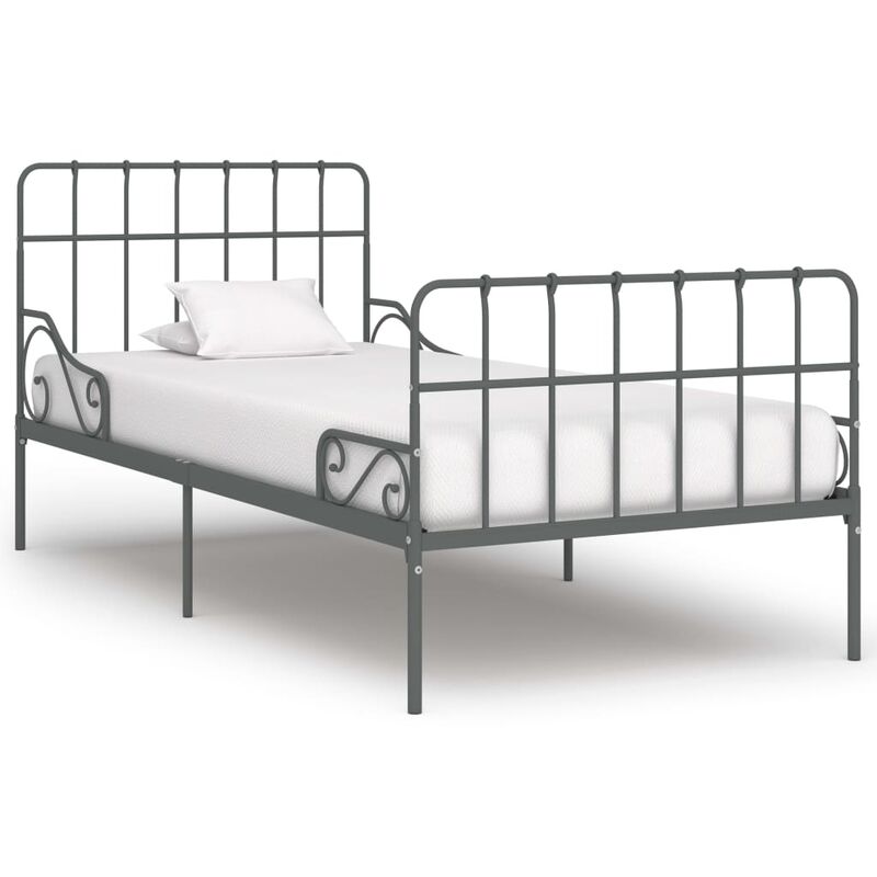 

Estructura de cama con somier metal gris 90x200 cm