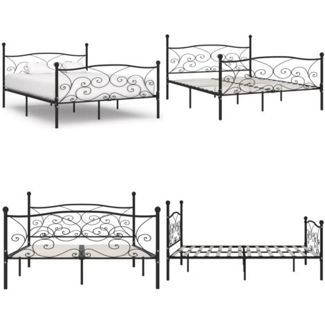 Estructura de cama con somier metal negro 180x200 cm - Estructura de cama - Cama con listones