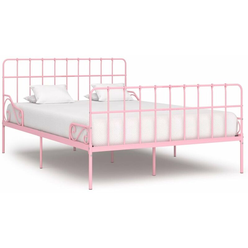 

Estructura de cama con somier metal rosa 160x200 cm