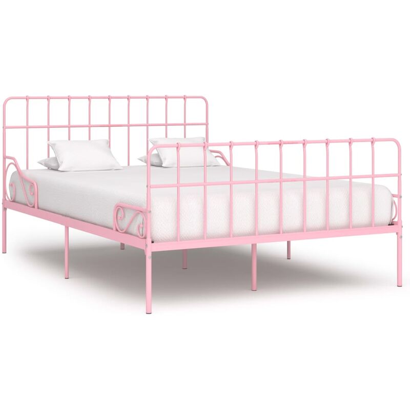 

Estructura de cama con somier metal rosa 160x200 cm