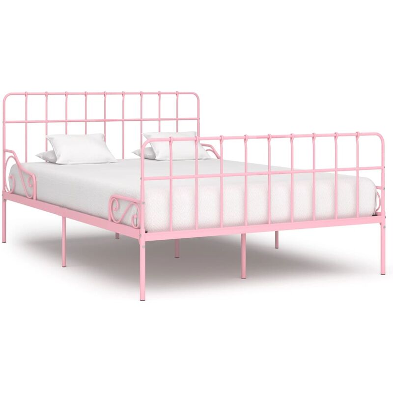 

Estructura de cama con somier metal rosa 160x200 cm - Rosa