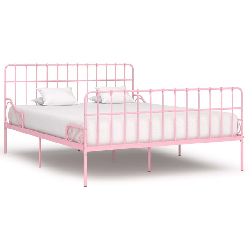 

Estructura de cama con somier metal rosa 180x200 cm