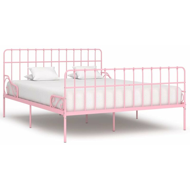 

Estructura de cama con somier metal rosa 200x200 cm