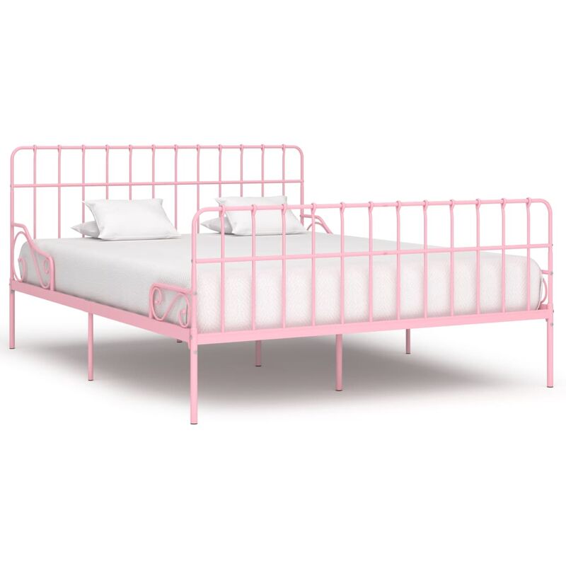 

Estructura de cama con somier metal rosa 200x200 cm