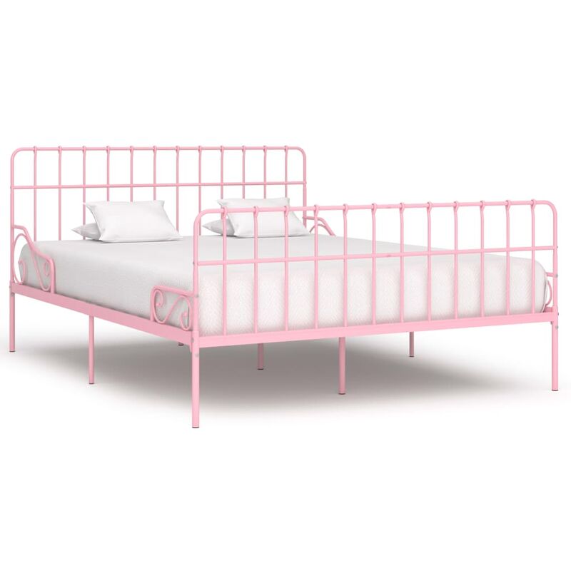 

Estructura de cama con somier metal rosa 200x200 cm - Rosa