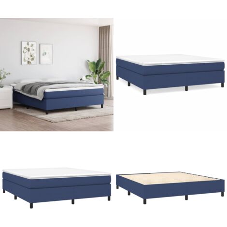 Estructura de cama con somier tela azul 160x200 cm - Estructura de cama - Cama azul