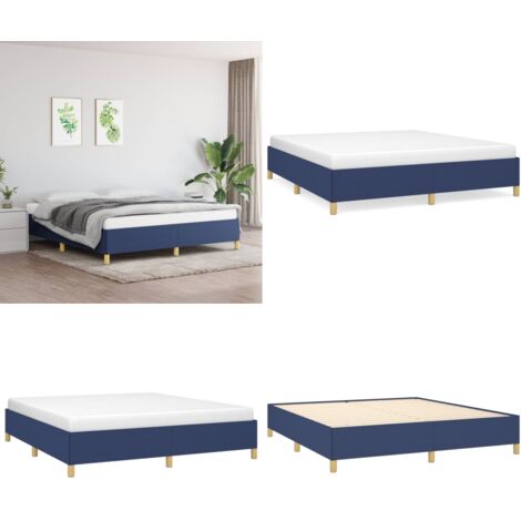 Estructura de cama con somier tela azul 180x200 cm - Estructura de cama - Cama azul