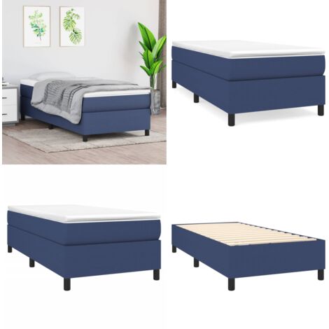 Estructura de cama con somier tela azul 80x200 cm - Estructura de cama - Cama azul