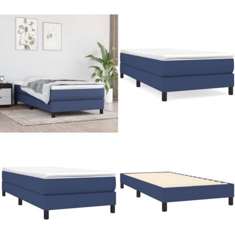 Estructura de cama con somier tela azul 80x200 cm - Estructura de cama - Cama azul