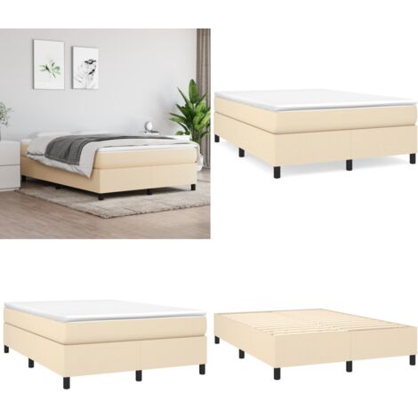 Estructura de cama con somier tela color crema 140x190 cm - Estructura de cama - Cama con tela