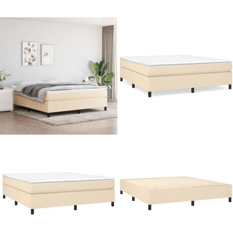 Estructura de cama con somier tela color crema 160x200 cm - Estructura de cama - Cama con tela
