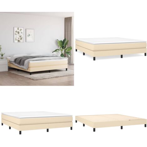 Estructura de cama con somier tela color crema 180x200 cm - Estructura de cama - Colchón