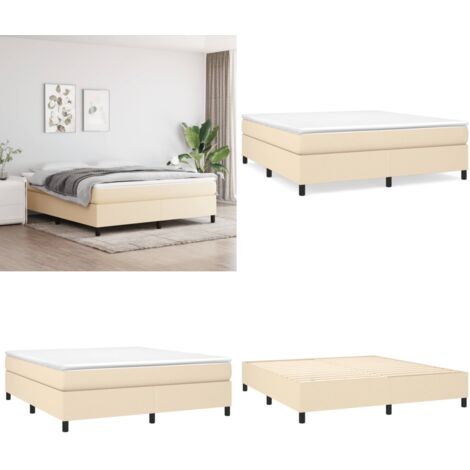 Estructura de cama con somier tela color crema 180x200 cm - Estructura de cama - Colchón