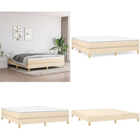 Estructura de cama con somier tela color crema 180x200 cm - Estructura de cama - Colchón