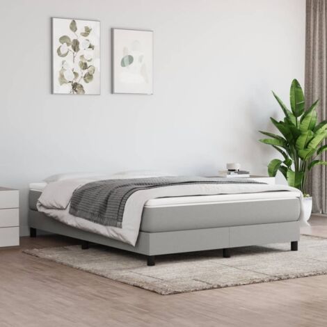 Estructura de cama con somier tela gris claro 140x190 cm