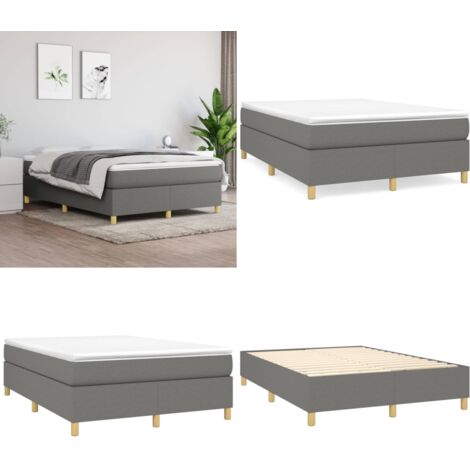 Estructura de cama con somier tela gris oscuro 140x190 cm - Estructura de cama - Colchón