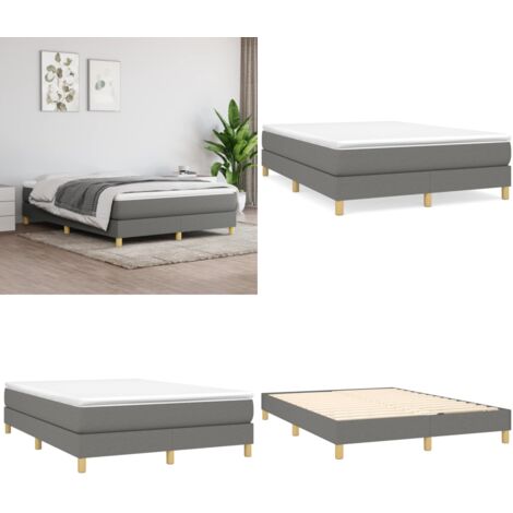 Estructura de cama con somier tela gris oscuro 140x190 cm - Estructura de cama - Colchón