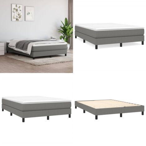 Estructura de cama con somier tela gris oscuro 140x190 cm - Estructura de cama - Colchón
