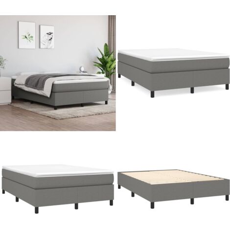 Estructura de cama con somier tela gris oscuro 140x190 cm - Estructura de cama - Colchón