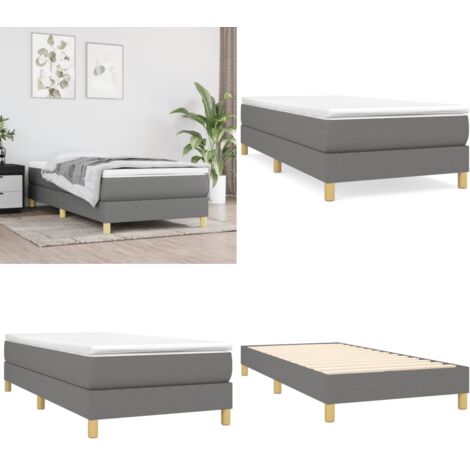 Estructura de cama con somier tela gris oscuro 80x200 cm - Estructura de cama - Cama con patas