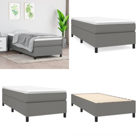 Estructura de cama con somier tela gris oscuro 80x200 cm - Estructura de cama - Cama con patas