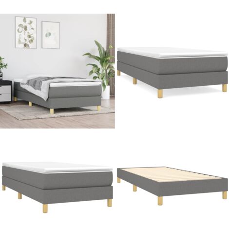 Estructura de cama con somier tela gris oscuro 90x190 cm - Estructura de cama - Colchón