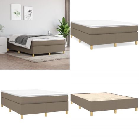 Estructura de cama con somier tela gris taupe 140x190 cm - Estructura de cama - Colchón