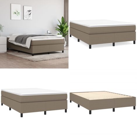 Estructura de cama con somier tela gris taupe 140x190 cm - Estructura de cama - Colchón