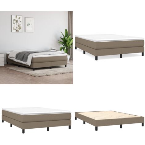 Estructura de cama con somier tela gris taupe 140x190 cm - Estructura de cama - Colchón