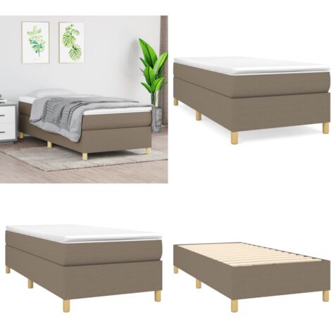 Estructura de cama con somier tela gris taupe 90x190 cm - Estructura de cama - Colchón