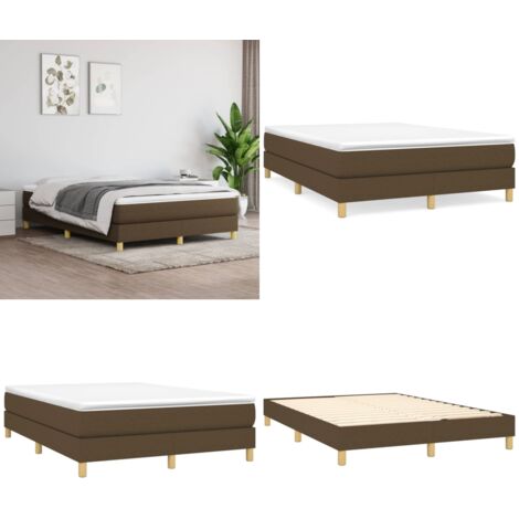 Estructura de cama con somier tela marrón oscuro 140x190 cm - Estructura de cama - Colchón