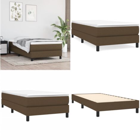 Estructura de cama con somier tela marrón oscuro 80x200 cm - Estructura de cama - Colchón