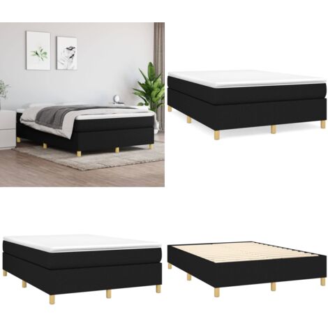 Estructura de cama con somier tela negro 140x190 cm - Estructura de cama - Cama de tela