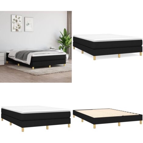 Estructura de cama con somier tela negro 140x200 cm - Estructura de cama - Colchón