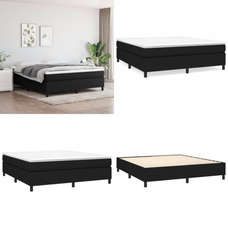 Estructura de cama con somier tela negro 160x200 cm - Estructura de cama - Colchón