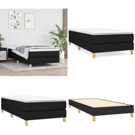 Estructura de cama con somier tela negro 80x200 cm - Estructura de cama - Cama con tela