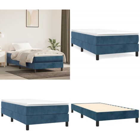 Estructura de cama con somier terciopelo azul oscuro 80x200 cm - Estructura de cama - Colchón