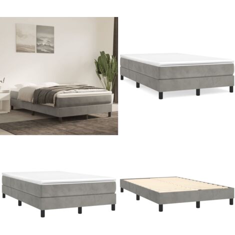 Estructura de cama con somier terciopelo gris claro 120x200 cm - Estructura de cama - Colchón