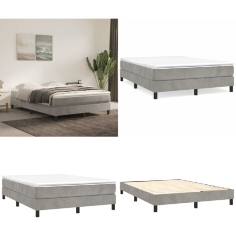 Estructura de cama con somier terciopelo gris claro 140x190 cm - Estructura de cama - Colchón